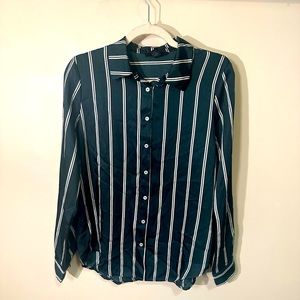 Green striped blouse